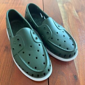 Sperry Green Loafers with White Soles